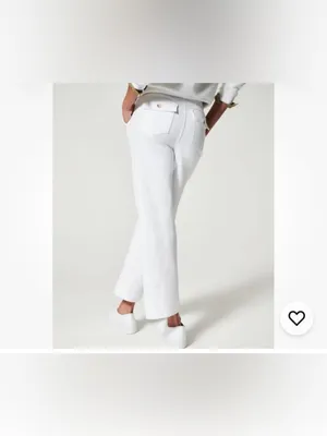SPANX Bright White Stretch Twill Cropped Wide Leg Pants size large EUC thumbnail 2