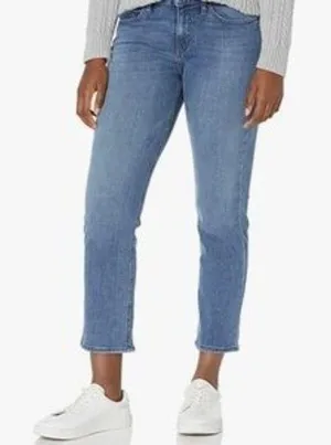 Daily Ritual Girlfriend Jeans Womens Plus 32 Blue Straight Leg Stretch Cropped thumbnail 1