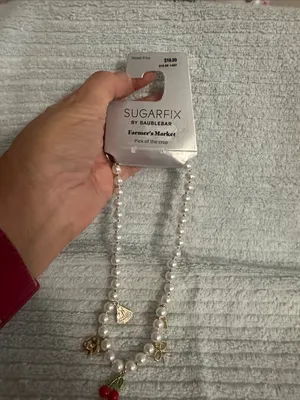 Sugarfix by BaubleBar Pearl Charm Necklace with Red Fruit Charms NWT thumbnail 3