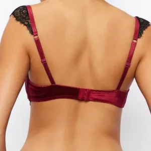 Frederick's of Hollywood Burgundy and Black Lace Satin Balconette Bra thumbnail 2