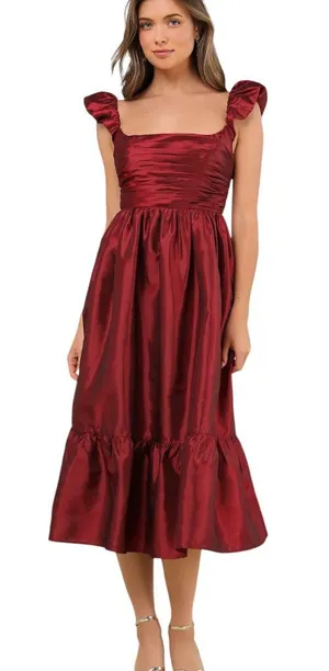 Lulus Burgundy Lace-up Back Midi Party Dress NWT Size XL Wedding Guest Dress thumbnail 1