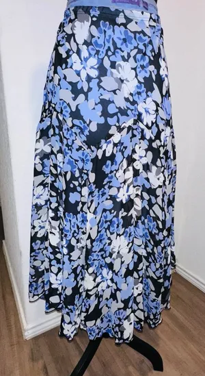 Women's Blue Floral Maxi Skirt - Flowing Print Skirt thumbnail 1