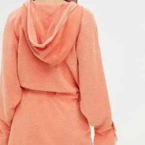 FREE PEOPLE Sadie Orange Fleece Hoodie Sweater Dress Jacket thumbnail 3
