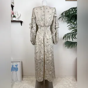 En Saison Calista Cut Out Floral Maxi Dress in Taupe Sage Small thumbnail 6