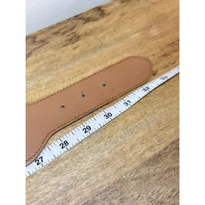 Boho Crochet Cinch Waist Belt Tan Cream Faux Leather Buckle Wide Small thumbnail 5