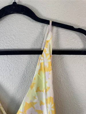 Fortunate One Yellow Floral Satin Maxi Dress Womens M Cutout Main Attraction thumbnail 12