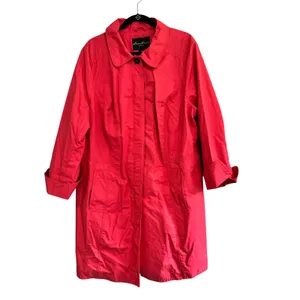 Eddie Bauer Womens Red Trench Coat Cotton Nylon Button Front Plus 2X 7827 thumbnail 8