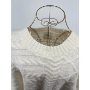 Abercrombie & Fitch Cable Knit Crewneck Sweater S/M Cream Chunky Knit thumbnail 11