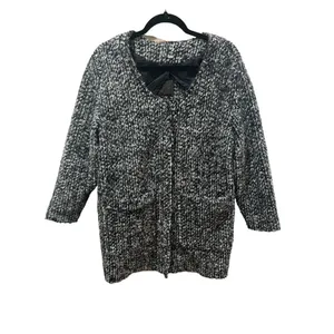 Joie Bouclé Wool Blend Long Cardigan Coat Gray White Size Small thumbnail 3