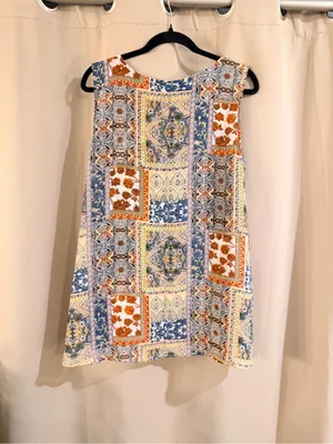 Roz & Ali Patchwork Print Tank Top - Blue & Cream thumbnail 2