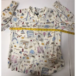 Talbots Paris Icons Ruffle Trim Popover Top Cotton Women Sz M Cottage‎ Mom White thumbnail 5