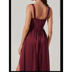 Astr The Label Pleated Bustier Midi Satin Dress, Burgundy, Size Small, NEW thumbnail 2