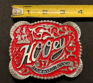 Western 4x3 Hooey Red Silver Cowboy Belt Buckle for 2'' Belt Hebilla Vaquero Unisex I have a couple of these, so let me know if you want to make a deal for more than 1. thumbnail 5