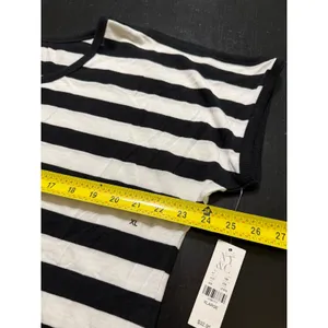 New York & Company Black White Striped Cold Shoulder Top XL NWT thumbnail 4