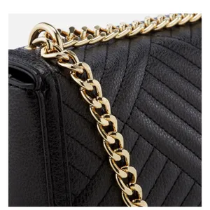 Love Moschino Women's Shiny Quilted Metallic Chain Cross Body Bag - Black thumbnail 5