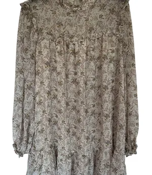Dress Forum Los Angeles Dress Womens Beige Floral Sheer Lined thumbnail 1