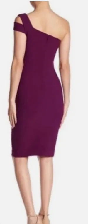 💜 Likely Packard One Shoulder Dress 💃 Plum Purple‎ Bodycon Midi NWT Size 4 ✨ thumbnail 1