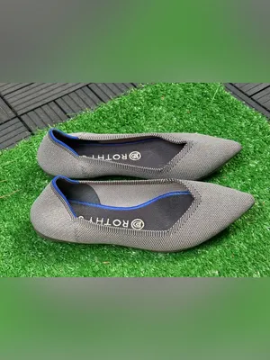 Rothy's The Point Cloud Grey Birdseye Pointed Toe Flat Size W8.5 thumbnail 9