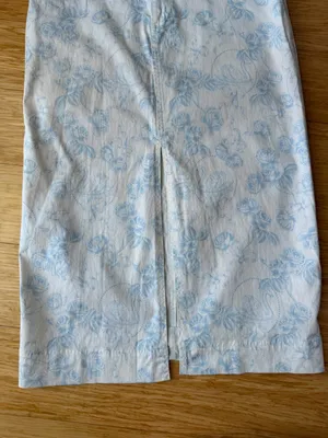 For Love & Lemons Chantal Blue Floral Swan Denim Midi Skirt M thumbnail 11