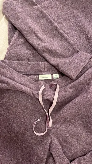 L.L.Bean Large Purple Plaid Matching Fleece Set thumbnail 4