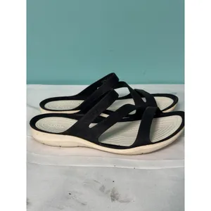 Crocs Swiftwater White Black Strappy Slide Sandals Womens Size 7 Iconic Slip‎ On thumbnail 2