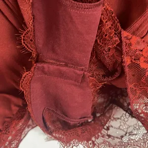 Free People Elsa lace inset deep vneck long sleeve oversized terracotta bodysuit thumbnail 5