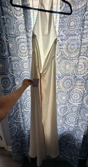 Lulus white satin halter backless maxi dress thumbnail 5