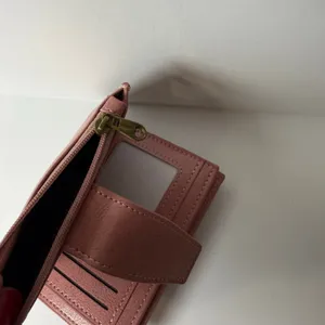 Blush Pink Compact Bifold Wallet Faux Leather Zipper Coin Pocket Card Holder NWT thumbnail 7