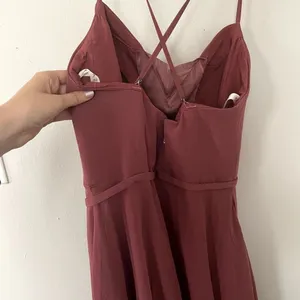 Azazie maroon pink dress criss cross back spaghetti straps formal c‎ bridesmaid thumbnail 4