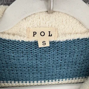 POL Oversized Colorblock Striped Chunky Quarter Zip Sweater Boho Crochet Flower thumbnail 4