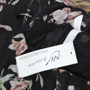 NWT Ny Collection Womens Chiffon Maxi Dress MCCD3995 Black / Pink M thumbnail 4