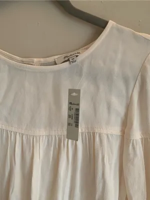 Madewell NWT Women's Cream Tiered Peasant Blouse Shirt Size XS Fall Winter thumbnail 2