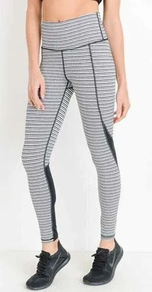Mono B Small Black‎ Striped High Rise Monochrome Tiramisue Colorblock Leggings thumbnail 1