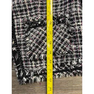 White House Black Market Tweed Jacket Fringe Trim Blazer Women 8 thumbnail 4