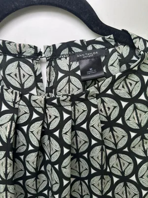 Ann Taylor Factory Green and Black Geometric Pattern Halter Tank Top Size M thumbnail 3