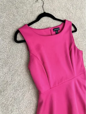 Cynthia Rowley Women's Size 10 Hot Pink Fit & Flare Laser Cut Eyelet Hem Dress thumbnail 9