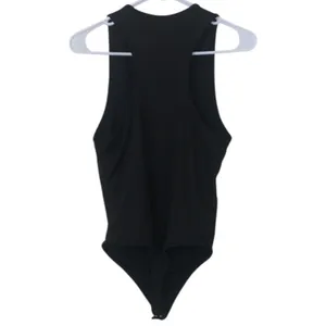 KN Klassy Network Large Black Ribbed Bram Bodysuit Snap-Button thumbnail 4