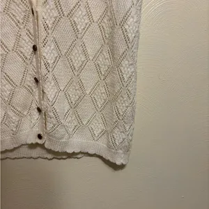 🧶 Vintage Amana Woolen Mill White Knit Button Front Sweater Vest | Size L thumbnail 8