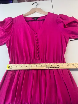 Simply Vera Vera Wang Semi Satin‎ Pink V-Neck Puff Sleeve Maxi Dress Size XS NWT thumbnail 14