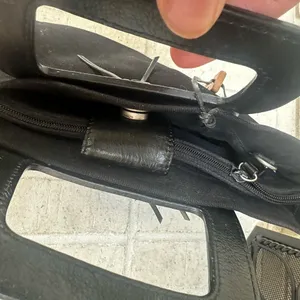 Fossil Black Canvas Leather Trim Satchel Bag Y2K Square Handles Crossbody Key thumbnail 5