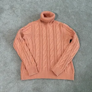 Lauren Ralph Lauren Womens Cotton Sweater L Peach Cable Knit Turtleneck‎ Chunky thumbnail 5