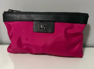 Burberry Hot Pink Nylon Cosmetic Pouch with Black Trim thumbnail 1