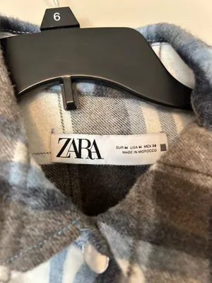 ZARA Cropped Flannel Plaid Shacket thumbnail 2