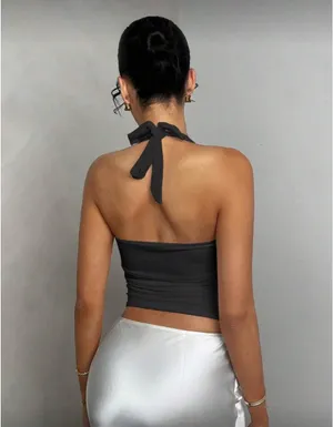 Black halter neck top Size M thumbnail 2