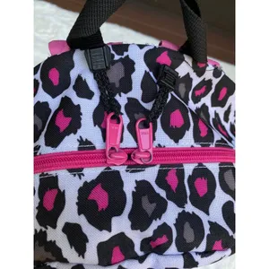 Yak Pak Heart Pink Grey Black Leopard Print Backpack 16"x12" Exterior Pocket thumbnail 6