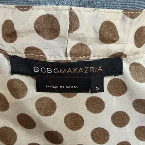 BCBGMAXAZRIA silk polka dots paisley print wrap top snap closure size small tie waist thumbnail 7