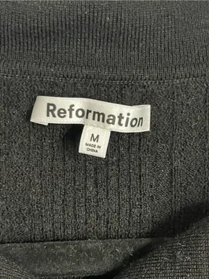 REFORMATION | Black Hermia Regenerative Merino Ribbed Polo Knit Sweater Sz M thumbnail 5