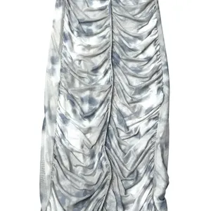 Zara Womens Strapless Ruched Mesh Maxi Dress Gray White Glam Luxe Sultry Small‎ thumbnail 14