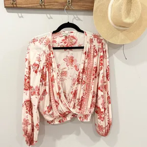 Sky and Sand pink‎ and cream blouse size Medium thumbnail 2