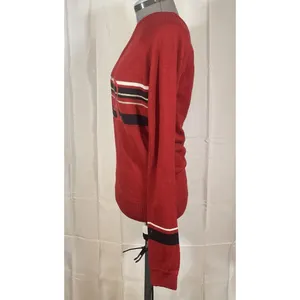 Apple Bottoms Red Sweater One Shoulder Acrylic Wool Blend Large Y2K Logo Stripe thumbnail 19